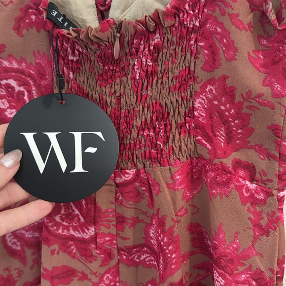 NWT White Fox brown and pink floral mini dress size XS - Picture 7 of 7